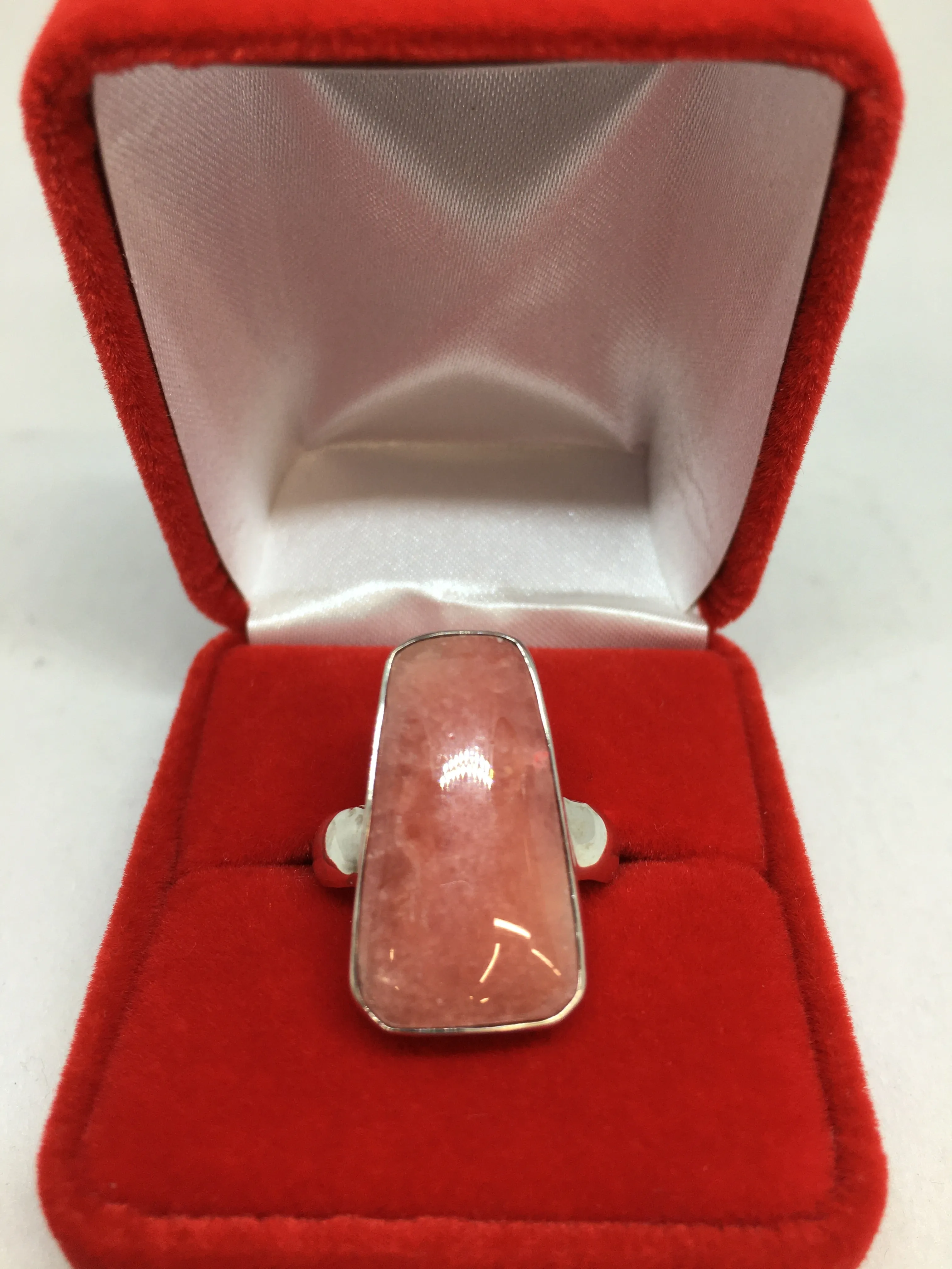 Unique Design Natural Rhodochrosite Gemstone Ring with 925 Sterling Silver