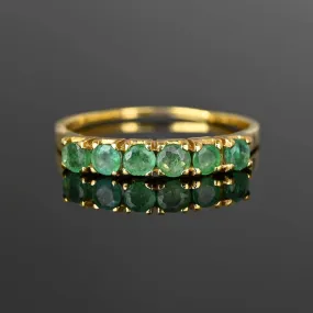 Vintage 6 Stone Emerald Half Eternity Ring in 14K Gold