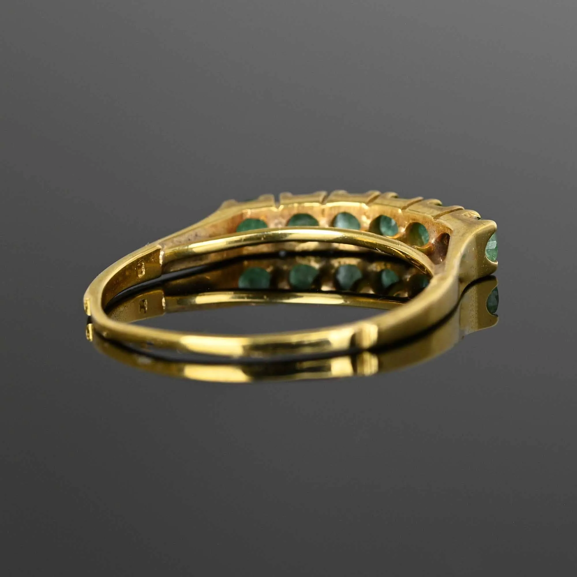 Vintage 6 Stone Emerald Half Eternity Ring in 14K Gold