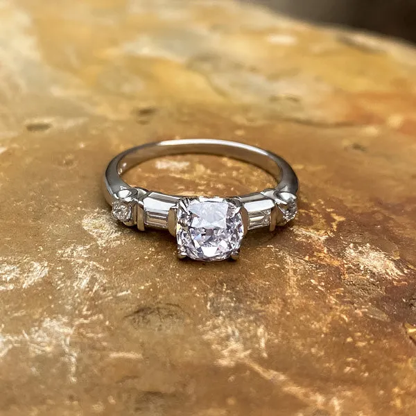 Vintage Engagement Ring, Cushion 1.13ct.