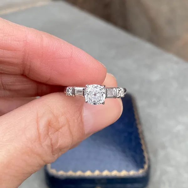 Vintage Engagement Ring, Cushion 1.13ct.