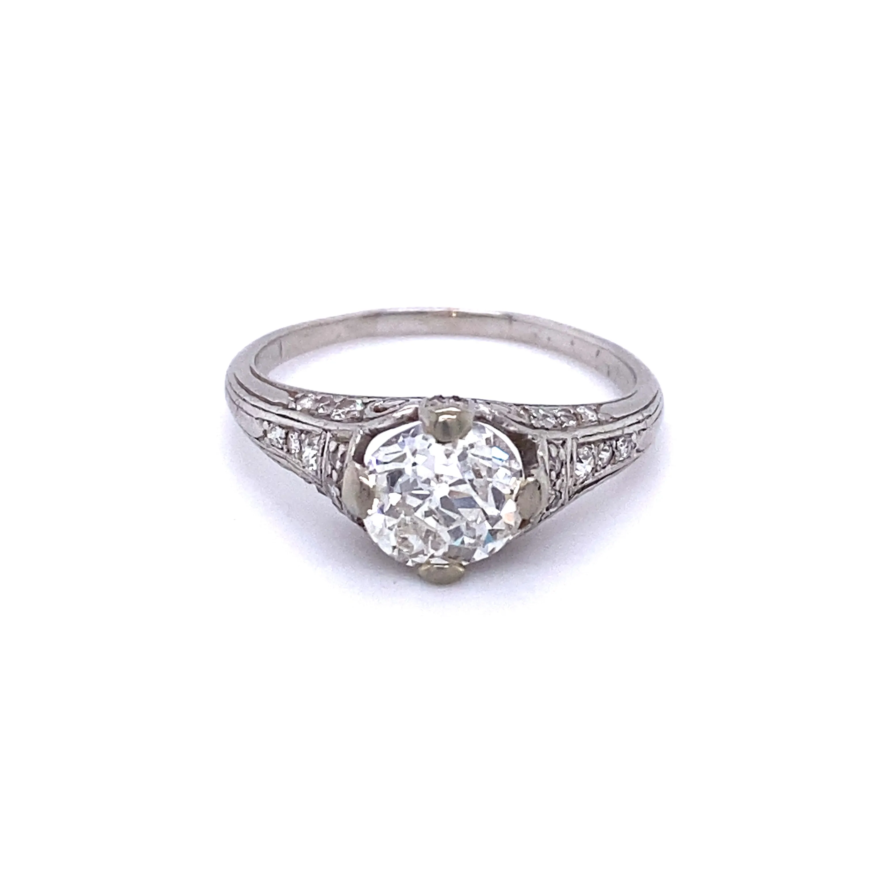 Vintage J/I1 GIA Old European Diamond Platinum Ring