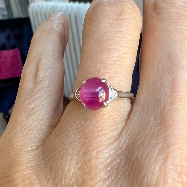 Vintage Star Ruby & Diamond Ring