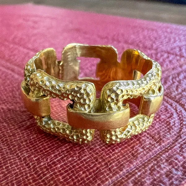 Vintage Wide Chain Link Ring, Size 6.75