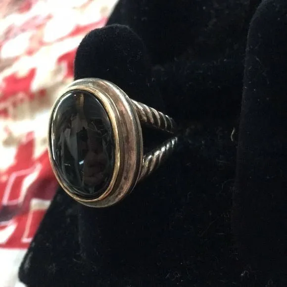 Vintage14KGold Onyx & Sterling Silver Ring