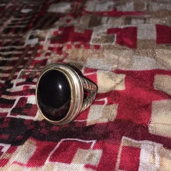 Vintage14KGold Onyx & Sterling Silver Ring