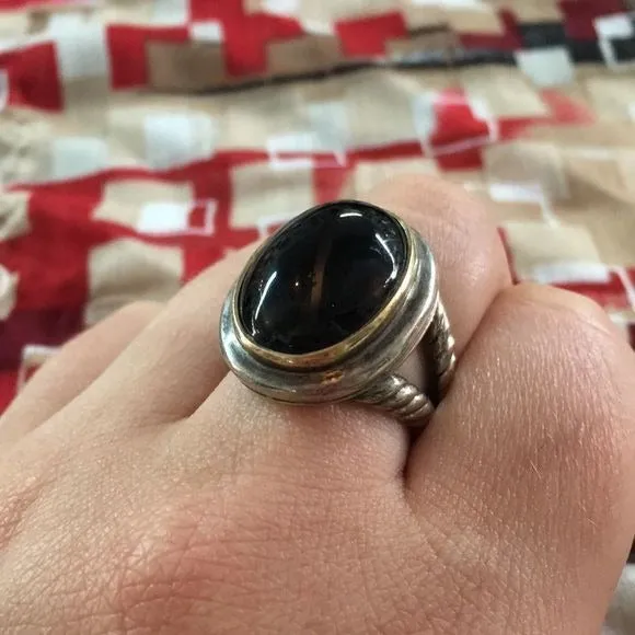 Vintage14KGold Onyx & Sterling Silver Ring