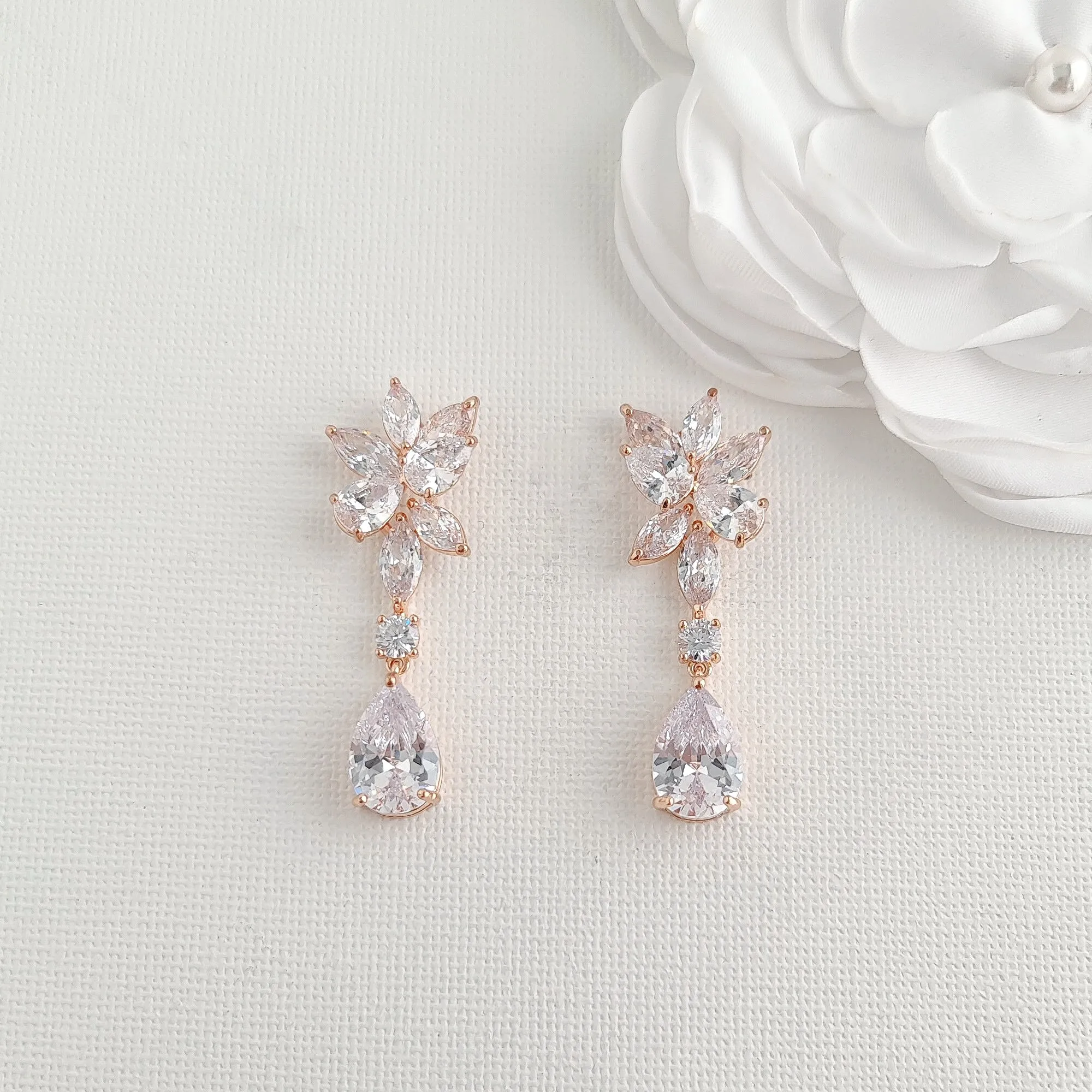 Wedding Earrings and Bracelet Set in Cubic Zirconia-Ivy