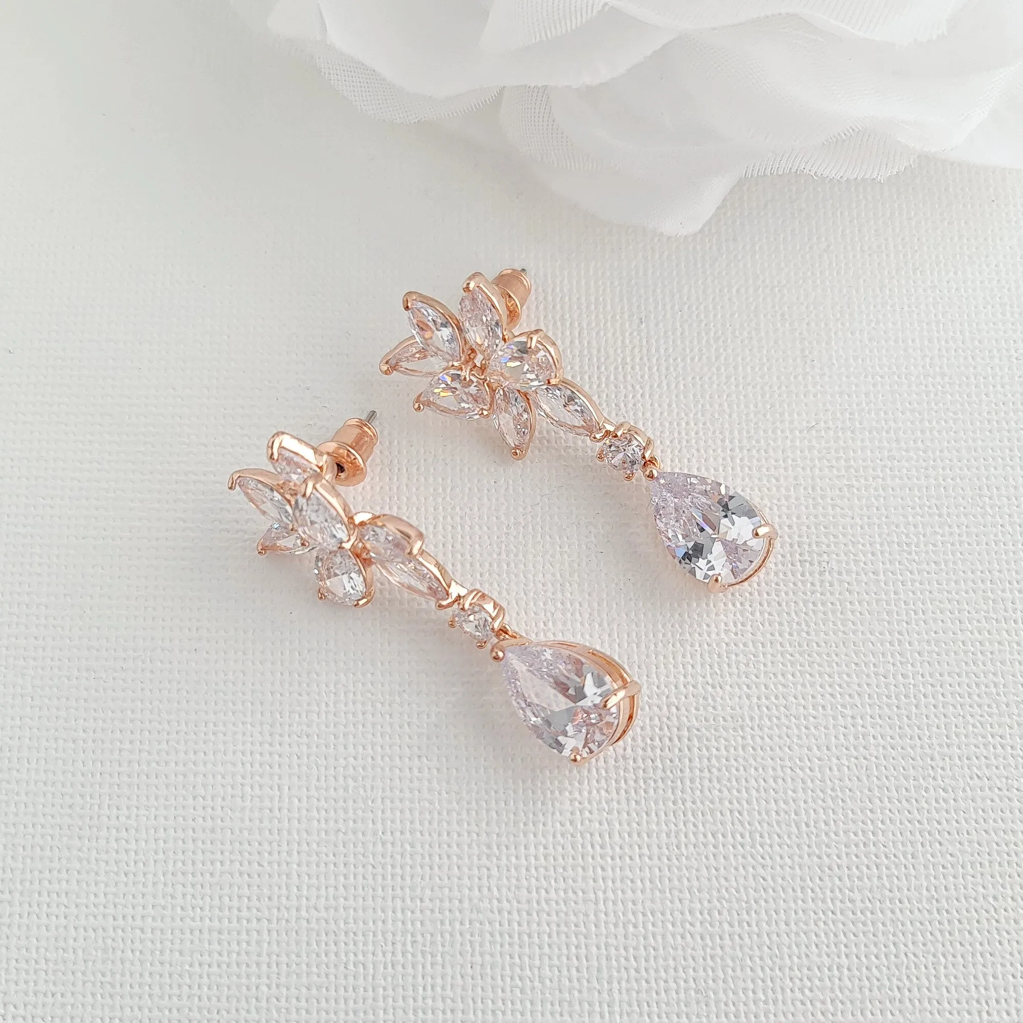 Wedding Earrings and Bracelet Set in Cubic Zirconia-Ivy