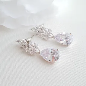 Wedding Earrings With Leaves and Drops-Willow