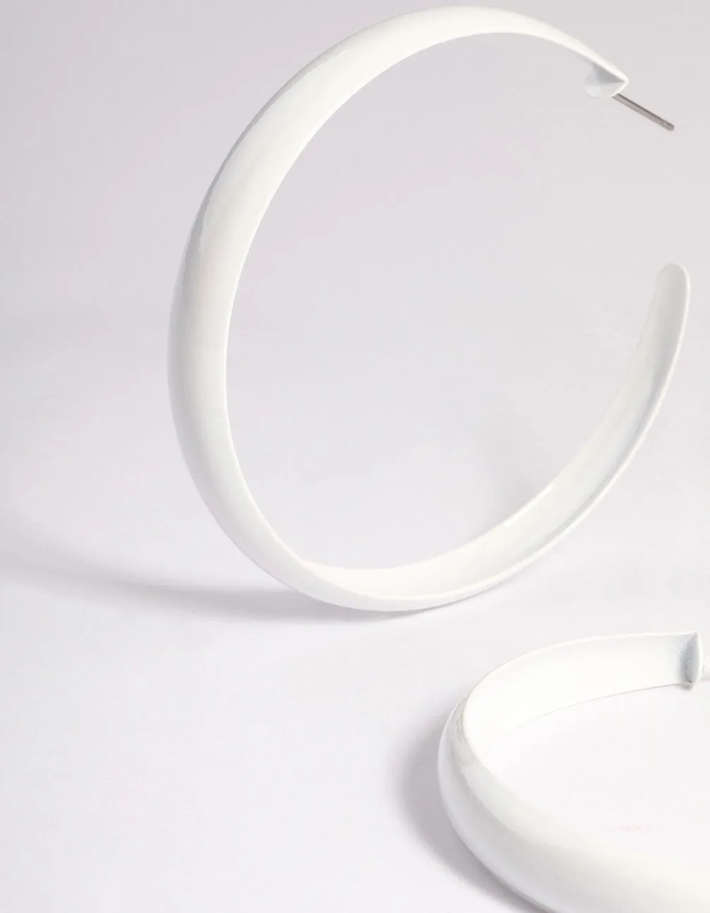 White Rubber Coated 60mm Hoop Earrings