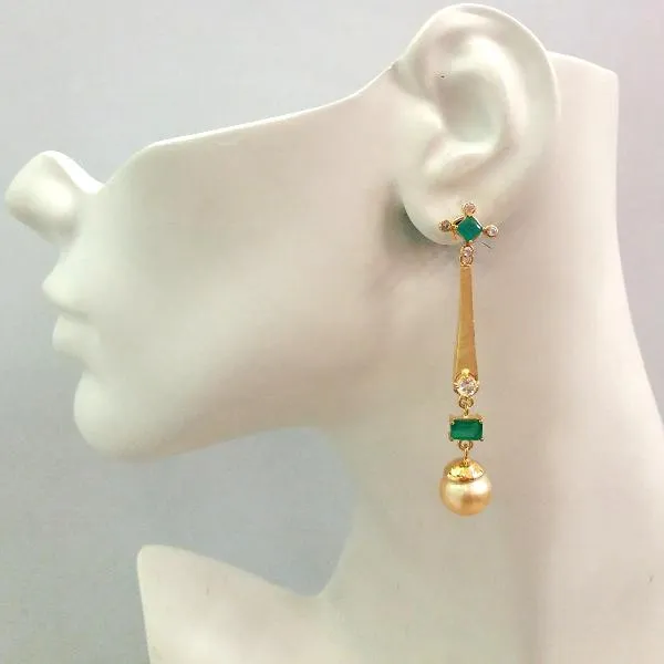 White Topaz and Green Agate Stud with White Topaz, Green Agate and South Sea Pearl Detachable Twinset Earrings