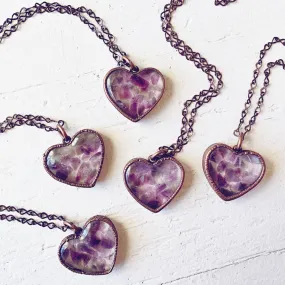 wild at heart // copper electroformed amethyst chip heart pendant necklace