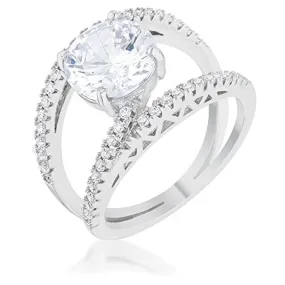 WildKlass 3ct Clear CZ Rhodium Plated Contemporary Ring