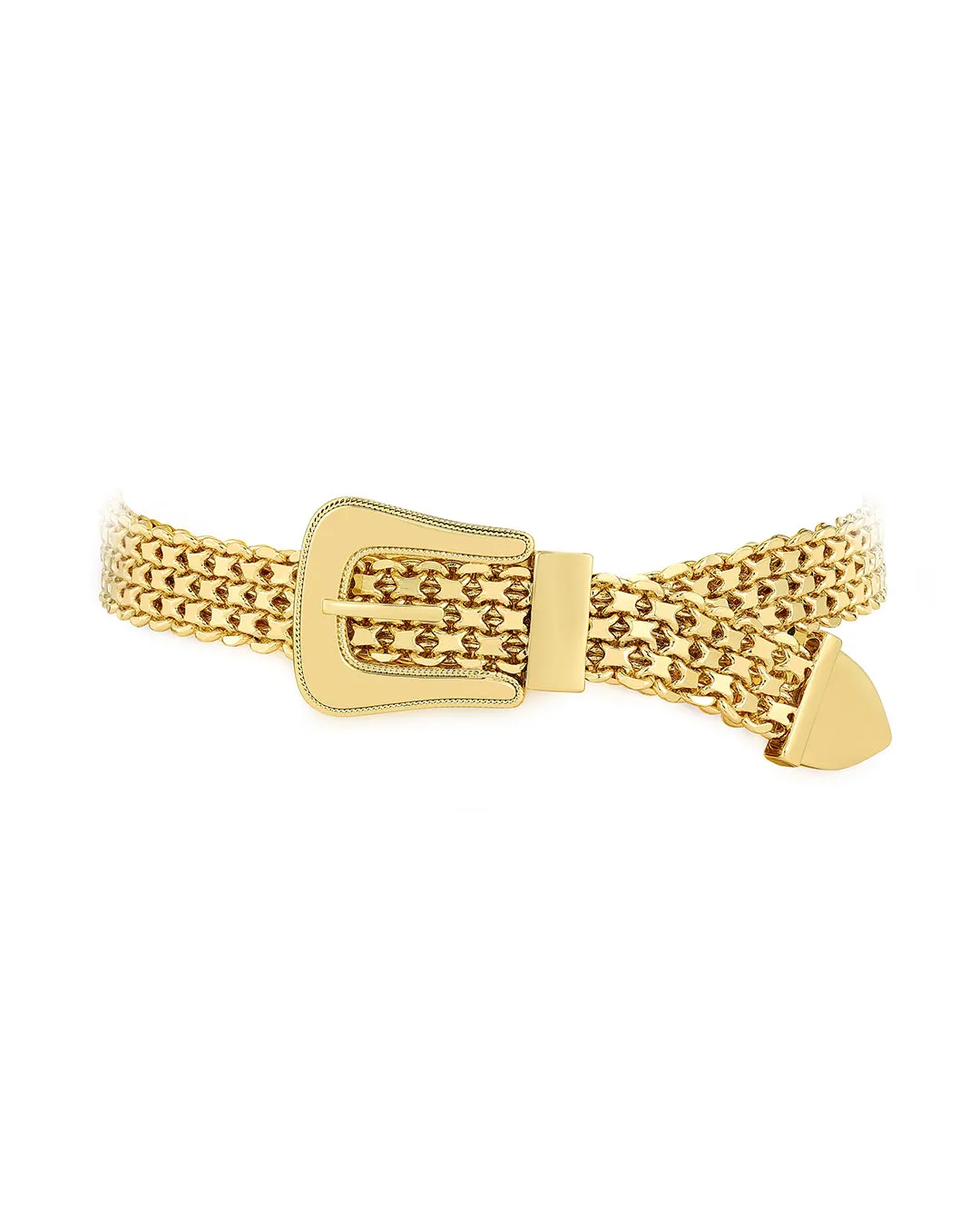 Woven Buckle Necklace- Gold