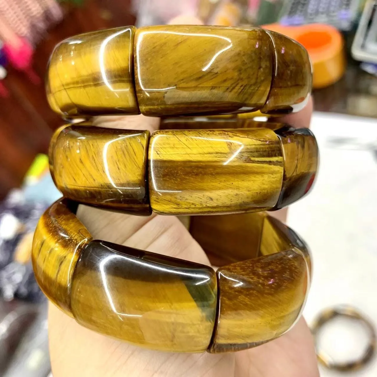 Yellow Tiger Eye Stone Beads Bracelet