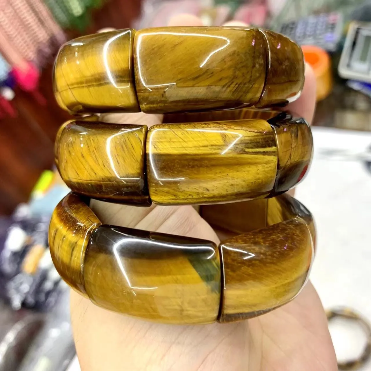 Yellow Tiger Eye Stone Beads Bracelet