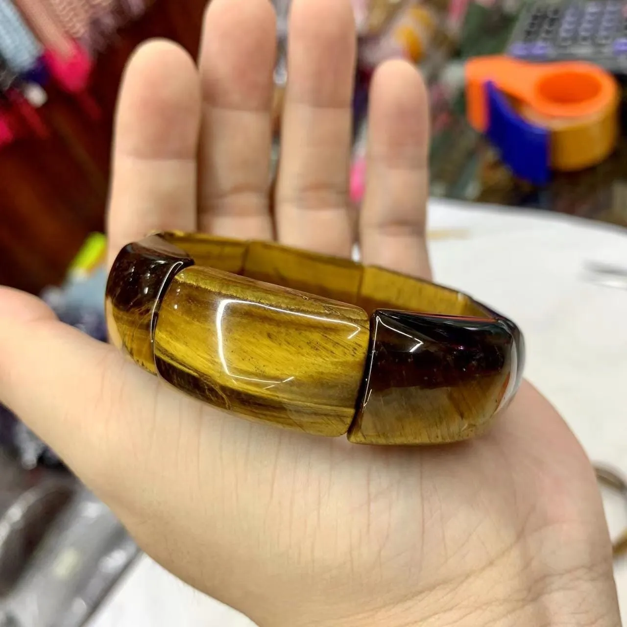 Yellow Tiger Eye Stone Beads Bracelet