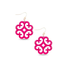 Zenzi Circular Swirl Earrings Magenta